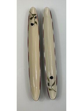 Baum Bros Style Eyes Olive Tray Boat Ceramic Green & Cream Set Of 2